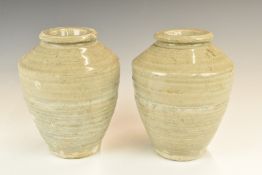 Two Chinese Kangzi period vases with celadon / grey glaze from Vung Tau Cargo, one with original
