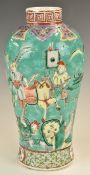 Chinese 19th / 20thC vase decorated with a court scene / soldiers, height 22.5cm