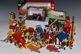 Forty eight Britains, Corgi, Siku and other diecast agricultural and farm vehicles and implements.
