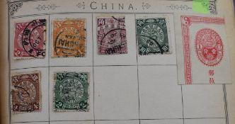 Five albums of GB and world stamps includes three pages of China coiling dragons, Japan, Germany,