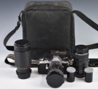 Pentax ME 35mm SLR camera with Pentax 1:1.8/55, Makinon 1:4.5 f=80-200mm and Kiron 28-70mm 3.5-4.5