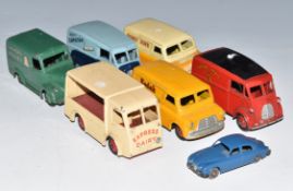 Six Dinky Toys diecast model Trojan and Bedford vans comprising Royal Mail, Kodak Cameras & Film,