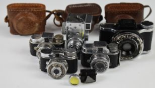 Five miniature or spy cameras comprising Steky, Myco IIIA, Crystar, Toyoca and Lumiere