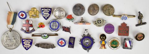 Enamel and other badges to include New Forest Cycling Club, bowls, RNLI Ladies Life Boat Guild, WVS,