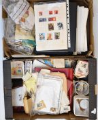 A collection of GB and world stamps in albums, small trays and loose