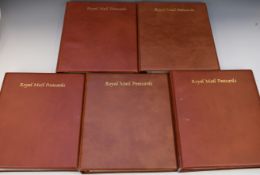 A collection of GB mint PHQ cards in five Royal Mail postcard albums