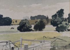 Rowland Hilder (1905-1993) watercolour landscape 'The Meadows by High Mill, Farnham, Surrey', signed