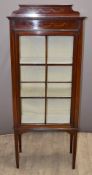 Edwardian inlaid mahogany glazed display cabinet, W60 x D30 x H148cm