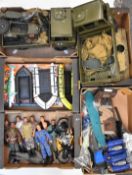 A collection of Action Man figures, vehicles and accessories including two Strike Force Trucks,
