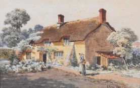 Harry Frier (1849-1921) watercolour study of a thatched cottage, signed and dated 1897 lower