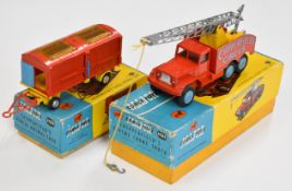 Two Corgi Major Toys diecast model Chipperfield's Circus vehicles Crane Truck with red body, blue