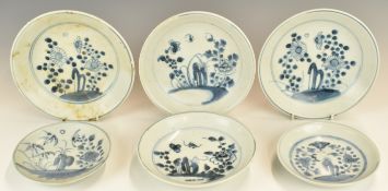 Chinese 19thC porcelain from the Tek Sing shipwreck comprising six pedestal dishes similarly