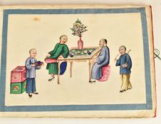 Chinese 19th / 20thC book 'The Story of Tea', with twelve watercolours on rice paper, 21.5 x 30cm