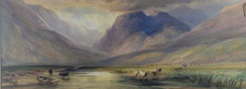 David Hall McKewan watercolour Highland loch scene, signed and dated 1873 to the rear of the boat,
