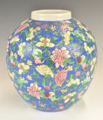Chinese ginger jar with enamelled floral decoration, height 21.5cm