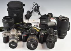 Three Nikon Digital and 35mm SLR cameras comprising D5500 with Tamron 24-135mm 1:3.5-4.5 lens, D80