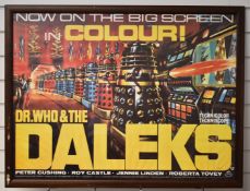 'Dr Who and the Daleks, now on the big screen' in colour' film or movie poster, 68 x 90.5cm, in