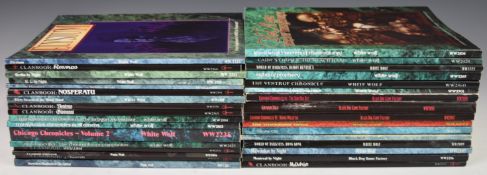 Thirty three Vampire: The Masquerade Role Playing Game source books by White Wolf to include Vampire
