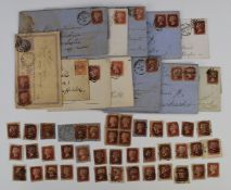 A small quantity of GB penny red stamps on cover and loose, together with a cover from France