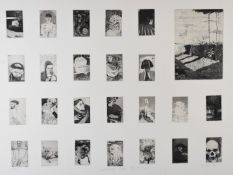 Michael Fell (born 1939) signed limited edition (98/100) etching Canterbury Tales The Prologue, 56 x