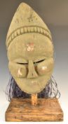 African tribal large carved wood mask on base, height 59cm