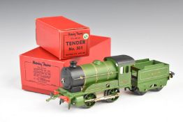 Hornby 0 gauge clockwork NE 0-4-0 tank locomotive and tender 1842, in original boxes.