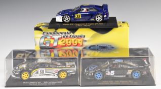 Three Fly Car Model model slot racing cars comprising Saleen S7, Saleen S7R and Campeonato de Espana