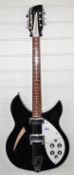 Rickenbacker 330, 12 string semi-hollow electric guitar finished in Jetglo black, serial number