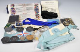 Masonic aprons and ephemera, Festival of Britain commemorative silver and cupro nickel coin set,