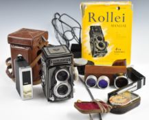 Rolleiflex T TLR camera, serial number 2127701, with Carl Zeiss Tessar 1:3.5 f=75mm lens, together