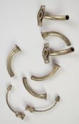 Six tracheostomy tubes including two Jackson type four medical examples together with two inner