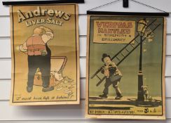 Two advertising posters for Andrews Liver Salts and Veritas Mantles, 50 x 37cm