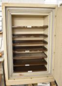 Large safe, with key, opening to reveal pull out shelves, W122 x D90 x H185cm, please note when