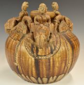 Indian vase with figural elephant and mahout decoration, height 30cm