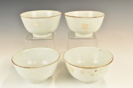 Four Chinese Kangxi period pedestal bowls with ivory / celadon glaze, from the Vung Tau Cargo,