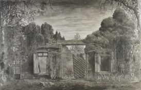 Erik Desmazières signed limited edition (42/73) etching L'Orangerie de Pressy, 51 x 77cm, in oak