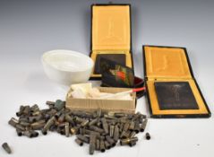 Two cased cast metal religious plaques / icons 'Durch Seine Wunden Sind Wir Geheilt' 13.5 x 9.5cm,