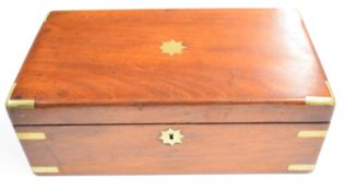 19thC mahogany and brass writing slope, length 45cm