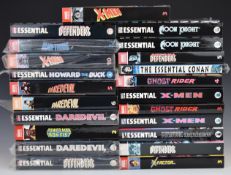 Twenty two Marvel Essential comic books by Marvel to include Moon Knight, X-Men, Ghost Rider and