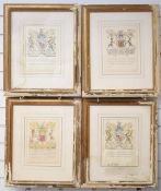 Four Sympson Heraldic etchings, each 24 x 19.5cm, in gilt frames