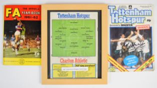 Three signed Tottenham Hotspur football books or programmes dated 1961 and 1987.