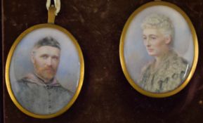 Cased pair of Mabel Hobson, later Hankey (1867-1943) Victorian 9ct gold and gilt metal mounted