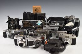 Collectable 35mm cameras including Fujica Rapid D1, Rollei A26, Olympus 35EC, Russian SLR,