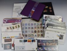 A collection of GB presentation packs and first day covers together with three yearbooks