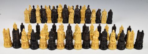Two Studio Anne Carlton chess sets Canterbury Cathedral and Battle of Culloden.