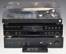 Technics SL-2000 turntable, Teac CD-P1260 and a Rotel stereo amplifier RA-810A