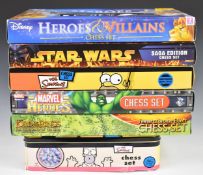 Six TV and Film themed chess sets including Disney, Lord of the Rings and Star Wars.