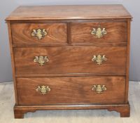 19thC mahogany chest of two over two graduated drawers raised on bracket feet, W93 x D52 x H84cm