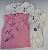 Three Tottenham Hotspur football shirts, each signed by multiple players including Paul Robinson