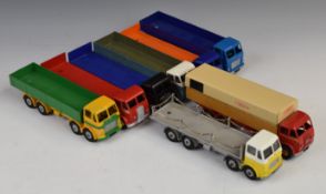 Eight Dinky Supertoys diecast model commercial vehicles comprising three Foden flatbed lorries,